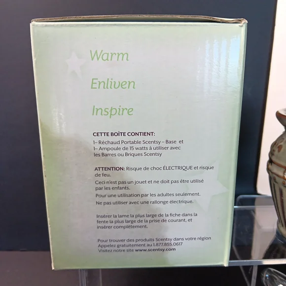 SCENTSY Warmer CHARLEMAGNE Plug-In Warmer Retired Blue/Brown Artisan/Used BOX CN - Picture 15 of 16